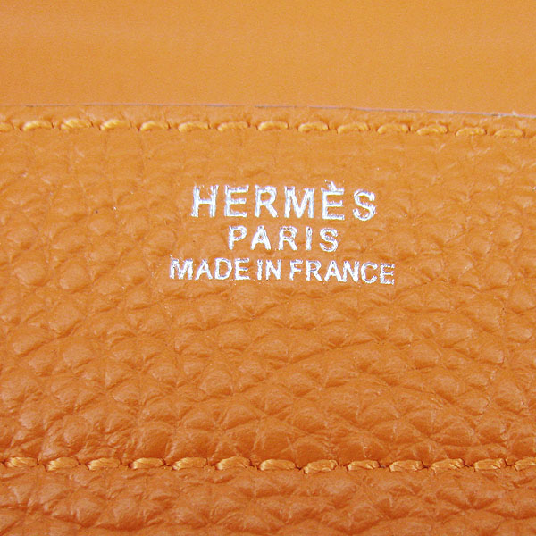 Fake Hermes Leather Small Briefcase Orange 2813
